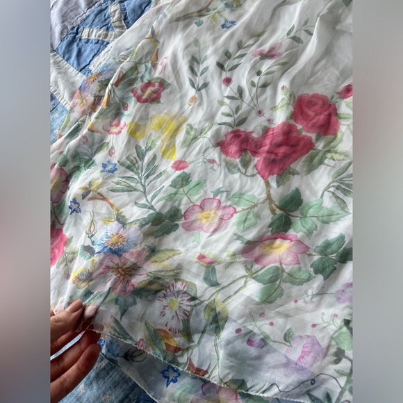 Elena Baldi Womens White Floral Silk Blend Bridal Feminine Romantic Blouse Large - Picture 3 of 11